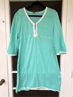 Athleta Mint Green Tunic Midi Dress with White Trim